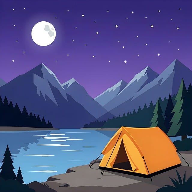 Tent Camping Mountains Lake Stars