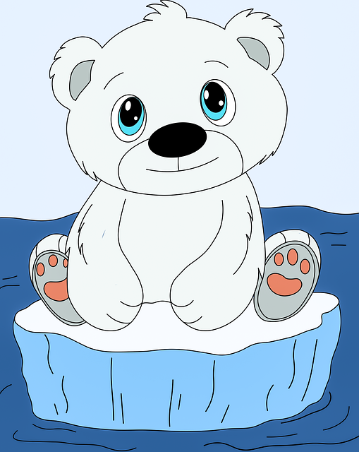 Polar Bear Cub Iceberg Cartoon Cute