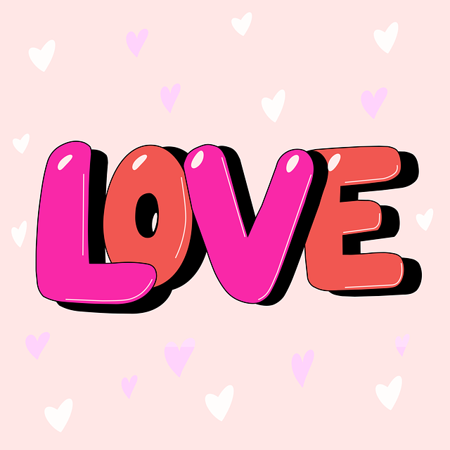 Love Text Hearts Pink Red Playful
