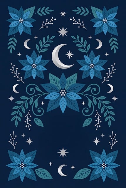 Flower Moon Star Leaf Blue