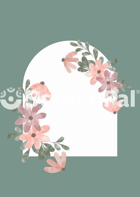 Flower Frame Minimal Leaf Green