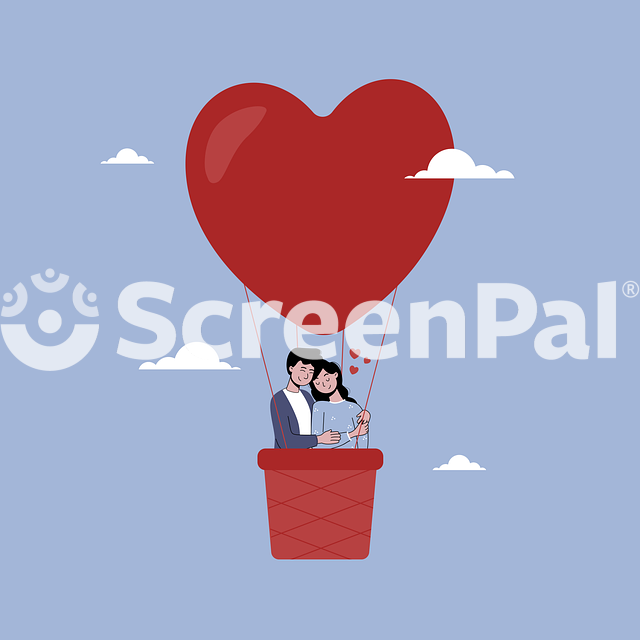 Hot Air Balloon Couple Love Hug