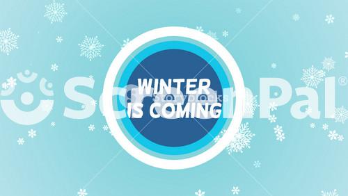 Winter Is Coming With Fall Snowflakes On Blue Gradient, Motion Holidays And Retro Style Background For New Year And Merry Christmas