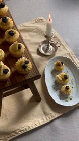 Pastries On A Plate And A Wooden Table