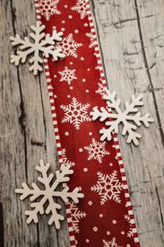Festive Holiday Ribbon With Snowflake Design