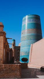 Vibrant Kalyan Minaret Against Blue Sky In Khiva