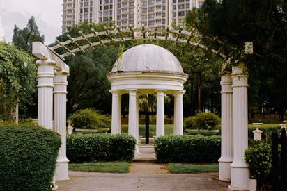 Elegant White Gazebo In Malaysian Garden