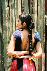 Traditional Mexican Fashion Portrait In Guanajuato