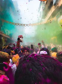 Vibrant Holi Festival Celebration On Street