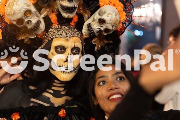 Vibrant Halloween Parade In Chicago Nightlife