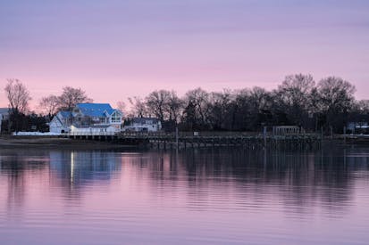Serene Lakeside House At Dusk With Reflection