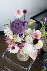Elegant Floral Arrangement With Dahlias And Alliums