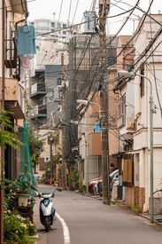 Charming Residential Street In Urban Japan