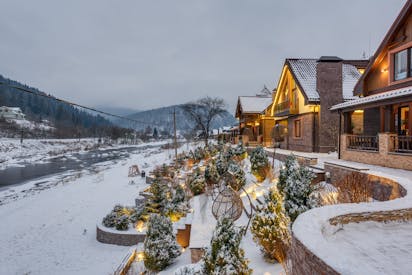 Houses In A Winter Mountain Resort